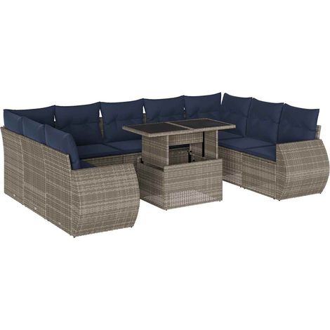 Maison Exclusive - 10-teiliges Gartensofa-Set mit Kissen, grau, P (1/5)