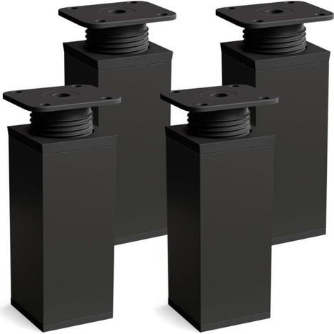 Gambe per mobili, set da 4. Design: nero opaco. Altezza: 60 mm, regolabile. Forma angolare. (1/4)