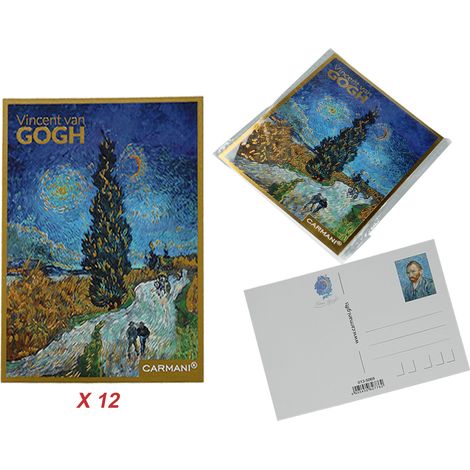 Coffret de 12 cartes postales VAN Gogh, route avec cyprès, cadeau pour elle (1/4)