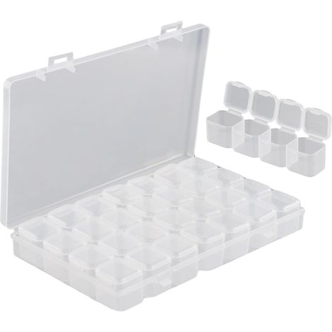 Caja de almacenamiento de cuentas con 28 compartimentos, cajas de almacenamiento para piezas pequeñas, caja de almacenamiento transparente para joyería, herramientas, cuentas, accesorios de pesca. (1/5)
