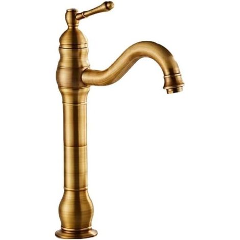 Rubinetto per lavabo da bagno in ottone, stile retrò europeo, design a zucca con tubo flessibile e guarnizione, rubinetto per lavabo da bagno per la casa (1/4)