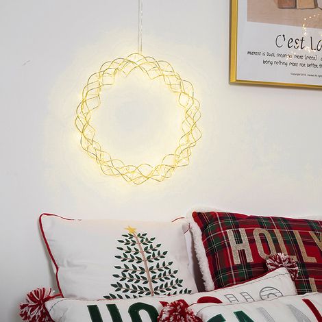 1 pièce suspension lumineuse LED ronde dorée 28cm, décoration de Noël, vitrine, porte de magasin, décoration intérieure (boîte) (1/4)
