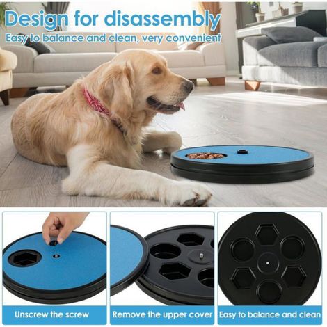 Tapis à griffer antidérapant chien avec 6 compartiments à friandises, distributeur de croquettes rotatif et antidérapant, (bleu) (1/5)