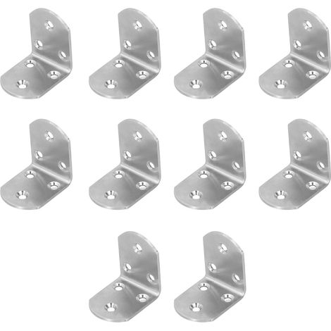 Lot de 10 équerres de fixation d'angle en acier inoxydable épais pour meubles et étagères (1/5)
