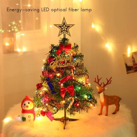 Arbre Noël Sapin Artificiel Pin LED Lumière de 20 Petites Ampoules 3M Table Décoration Xmas Party Ornement Sapin Maison Bureau 50cm (1/4)