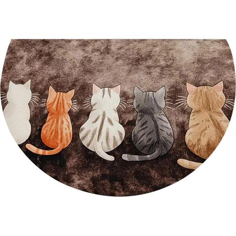 Door Mat Indoor Entrance, Non Slip Absorbent Mat, Cute Cat Print Rug, Durable Floor Protector 24x16in, for Entryway Porch Bedroom Kitchen Bathroom Floor Outdoor Welcome Use (1/5)