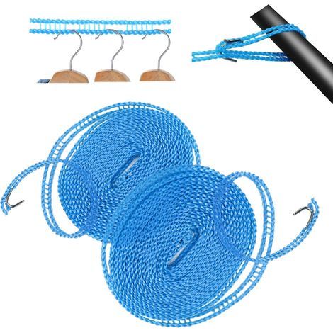 Blaue Wäscheleine, je 8 Meter, 2er-Set, zum Trocknen von Kleidung, Decken und anderen Gegenständen, ideal für Reisen im Freien. (1/5)