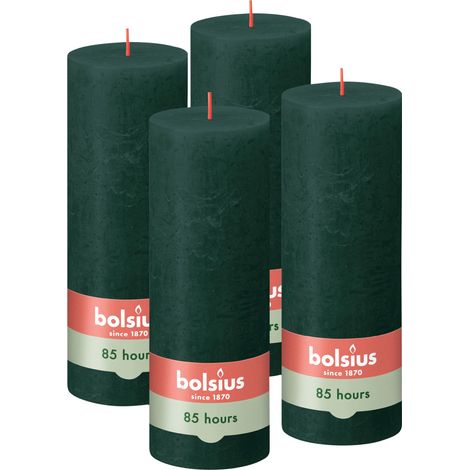 Bougie rustique - Vert - 19 cm - Lot de 4 - Bougies décoratives - Sans huile de palme - Avec cire végétale naturelle (1/5)