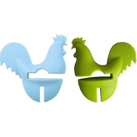 Set mit 2 kreativen Seitenclips für Töpfe und Pfannen in Form von Comic-Tieren, Überlaufschutz, Küchenutensilienhalter, Hitzeschutzclips (Küken, Farbe zufällig) – 88 cm (1/2)