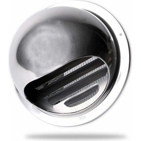 Grille Ventilation 100 mm Grille Aeration Inox Haute Qualité Grille Aération Extérieur Avec Moustiquaire Protège la Façade et Empêche l'entrée d'air Froid/Grille Inox (1/4)