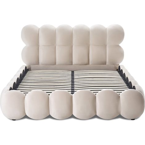 Lit coffre Megève velours beige 180x200 cm (1/5)