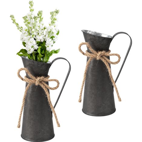 2 pièces Vase Vintage à Fleurs en Méta Pot à Lait (1/4)