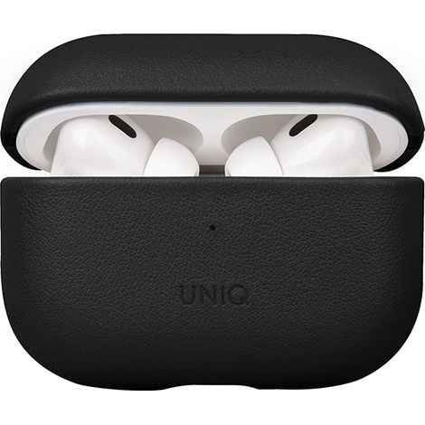 Custodia per AirPods Pro 2 Uniq in vera pelle nera (1/5)