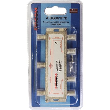 répartiteur - 6 directions - fiche f - blister - evicom abs061pb