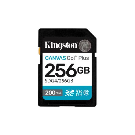 Kingston Technology 256GB SDXC Canvas Go Plus Gen4 200MB/s C10 UHS-I U3 V30