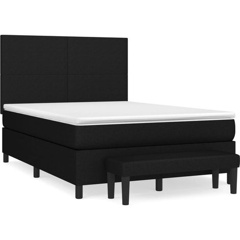 Sommier à lattes de lit avec matelas Noir 140x200 Tissu (1/5)