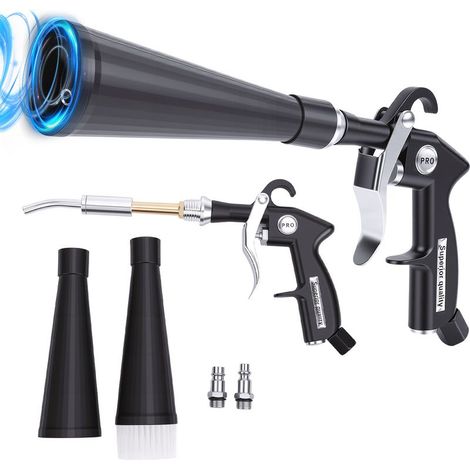 Pistolet de nettoyage à sec, pistolet à air comprimé haute pression, pistolet de nettoyage auto, pistolet à air comprimé avec embout, pistolet à air comprimé pour voiture avec 2 embouts (1/5)