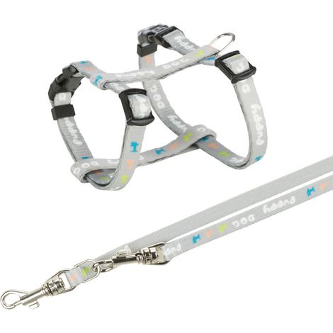 Harnais Junior 23-34 cm/8 mm gris avec laisse pour chiot - Trixie