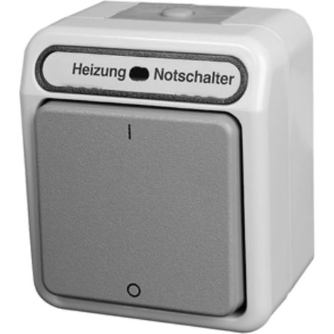 Interrupteur chauffage Merten IP 44 AQUASTAR, gris clair, 3 pôles