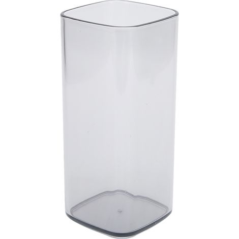 Verre carré en acrylique 400ml, gobelet réutilisable moderne pour thé, lait, jus, café à la maison ou au bureau, gris (1/5)