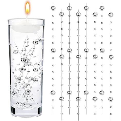Wasserperlen Perles d'eau Bougies Flottantes Perle d'eau Bougie Flottante pour Vases Remplisseurs de Bouteilles d'eau, Mariages, Décorations de Centres de Table (Argenté) (1/5)