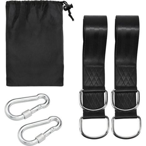 Kit de suspension pour balançoire d’arbre – Lot de 2 sangles réglables 300 cm avec mousquetons de sécurité en acier galvanisé (1/4)