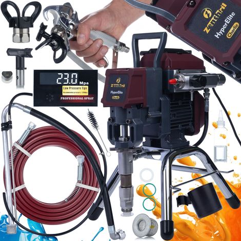 Zenthril Charlie HyperElite – Airless Farbspritzgerät 2500 W, 25 MPa, 3,5 l/min, max. 0,031" Düse LCD & Sprachsteuerung BrushlessMotor Profi Lackiergerät