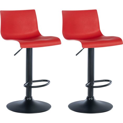 Lot de 2 tabourets de bar design simple avec repose-pieds en plastique rouge pieds en métal noir 100004046 (1/5)