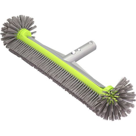 Brosse de nettoyage de piscine 43 cm avec manche en aluminium et dos en aluminium renforcé pour parois et fond de piscine