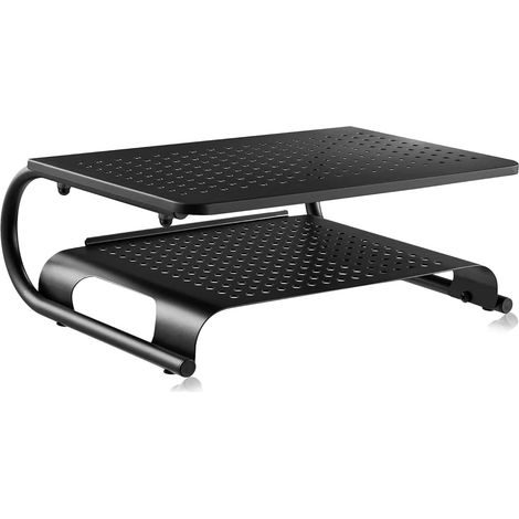 Support Écran PC, Support Moniteur pour Ordinateur Portable, Ordinateur, iMac, PC de 20 kg Maximal - Supports et Rehausseurs D'écran Accessoires pour PC Rangement Bureau 2 Étageres MST002 (1/5)