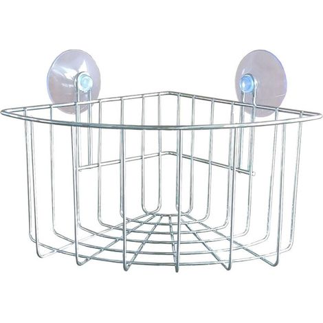 Panier de Douche Angle Ventouse "Filaire Basic" 19cm Chrome (1/3)