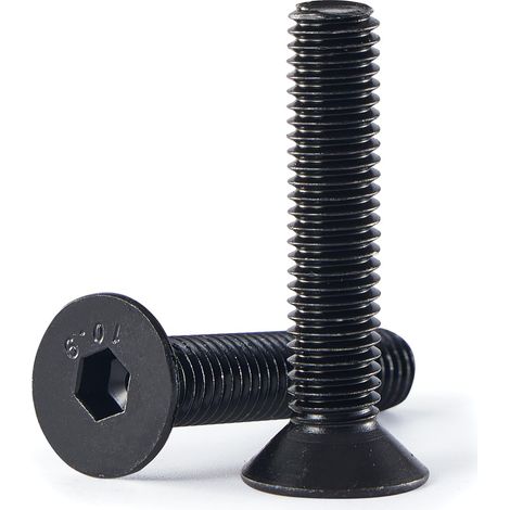 20 pièces M6 x 40 mm Vis à tête fraisée à six pans creux avec écrou intérieur 10,9 degrés en acier au carbone Vis à six pans creux à filetage complet noir (1/5)