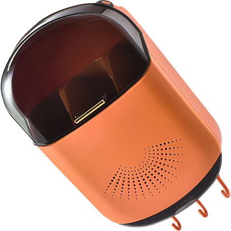 Porte-baguettes mural anti-poussière, 3 compartiments, grande capacité, boîte de rangement pour ustensiles avec couvercle, orange