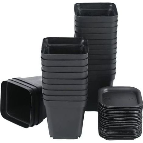 Lot de 24 Pots de Fleurs en Plastique Noir, 7 x 8 cm, pour Plantes succulentes, Petites Plantes en Pot (1/4)