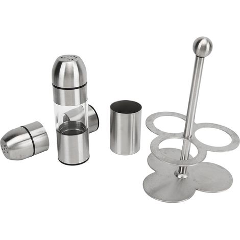 Ensemble de 2 flacons à épices en acier inoxydable, 1 pot à épices, rechargeable et antirouille, de qualité alimentaire. (1/5)