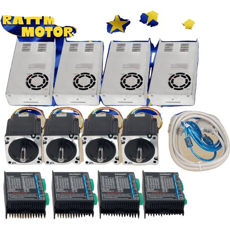 Kit controller CNC, 4 assi, motore passo-passo Nema34, alimentatore da 400 W 48 V, driver CC 18-160 V, motore 34HS9801 (1/5)