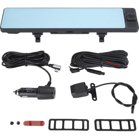 Caméra de Rétroviseur 4K, Enregistreur de Conduite DVR, Grand Angle de 180 Degrés, Surveillance du Stationnement 24 Heures, Détection de Mouvement, Enregistrement en Boucle (1/5)