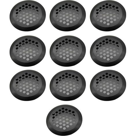 Lot de 10 grilles d'aération rondes en acier inoxydable de 35 mm, idéales pour la cuisine, la salle de bain, les placards, les bibliothèques et les armoires. (1/5)