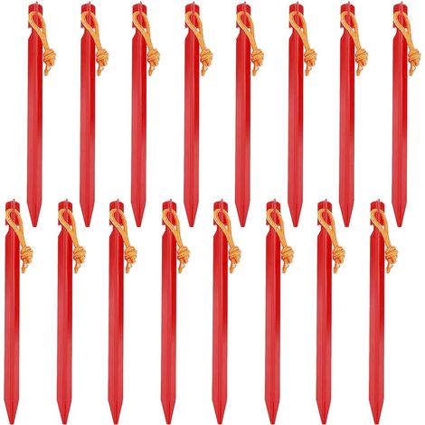20 Pieces Aluminum Alloy Tent Stakes with Drawstring, Ground Stakes, Tent Hooks, Metal Tent Stakes, Ideal for Garden, Tent (1/5)