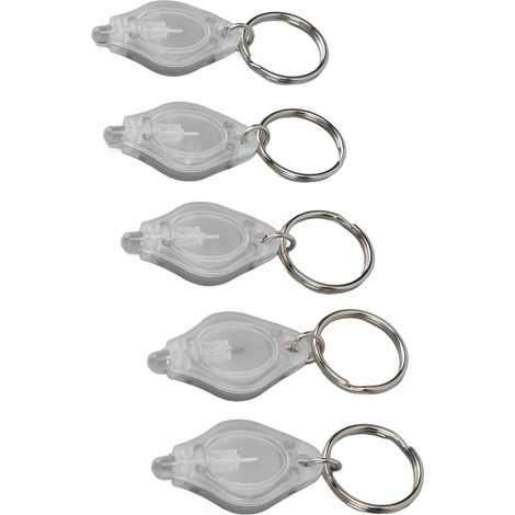 Set mit 5 tragbaren Mini-LED-Schlüsselanhängerlampen zur Schmuckerkennung (weißes Licht). (1/5)