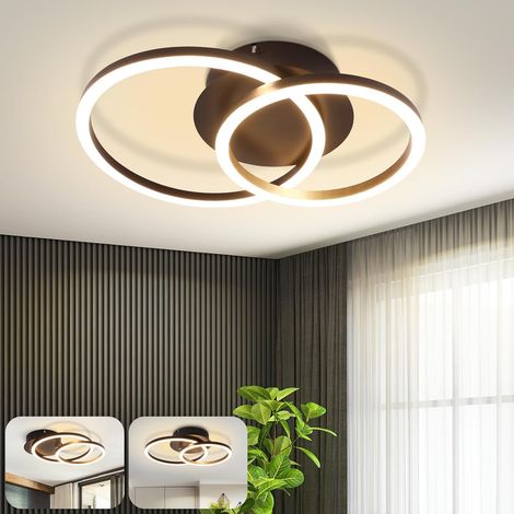 ZMH Plafonnier LED Plafonnier de Chambre Moderne - Cuisine Noir 2 Anneaux Design Lampe de Salon 24W 3000K Blanc Chaud Lampe de Chambre Lampe de Cuisine Ronde Rotative pour Salon Couloir (1/5)