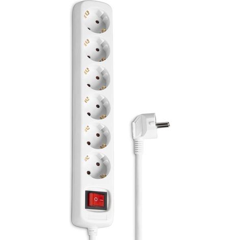 Hama - Multipresa 6 vie schuko con tasto on/off, cavo 5 metri, bianco (1/4)