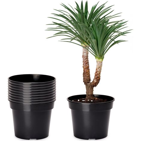 Garronda Pots Horticulture Ronds Pots pour Culture de Plants de Plantes et Fleurs GD-0025 (10 Pièces Noir, ⌀ 53cm H=38cm)