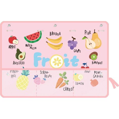Auto-Sonnenschutz mit Saugnäpfen, für Kinder, mit Stauraum für Spielzeug und Zubehör, Obst- und Gemüse-Muster, 70 x 50 cm (1/5)