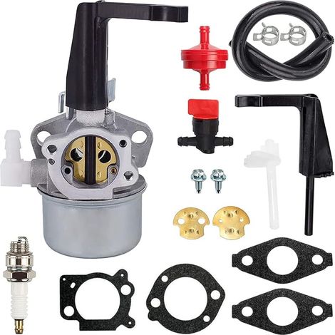 696065 697422 Remplacement de carburateur pour Briggs & Stratton 110402 110412 Moteur Horizontal, avec Joint de Montage Ligne de Carburant Filtre à Carburant Bougie d'allumage