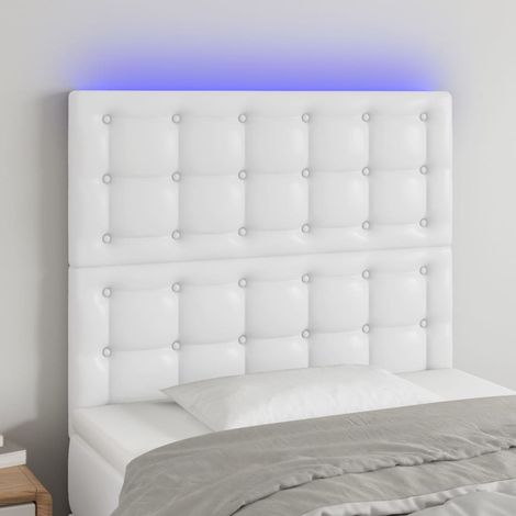 Tête de lit à LED Blanc 100x5x118-128 Similicuir (1/5)