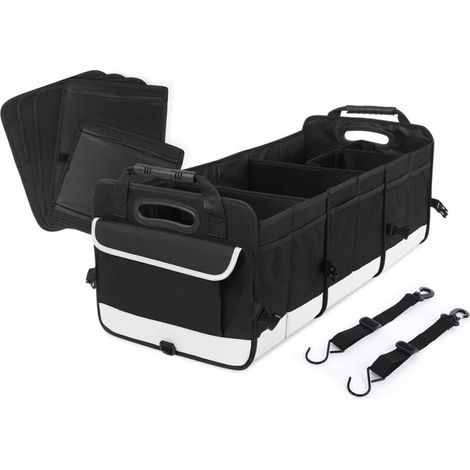 Grand organisateur de coffre de voiture, avec 5 compartiments de rangement de coffre et rangement pour SUV, poignée renforcée, sangles de fixation, organisateur de coffre disponible (1/5)