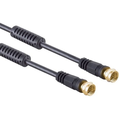 Câble coaxial F(m) - F(m)  100 dB + ferrite  CCS  plaqué or  droit  noir  10 mètres (1/2)