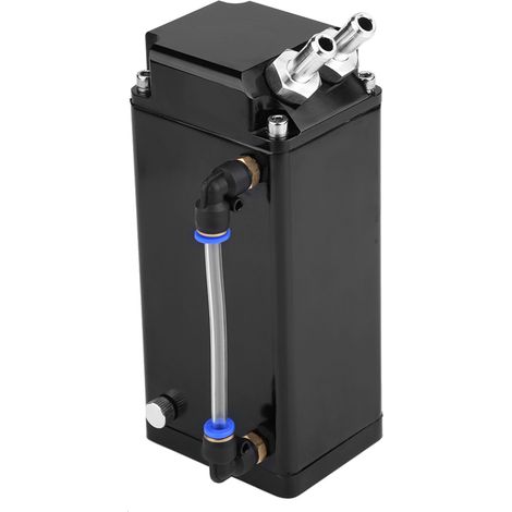Carter à huile réservoir séparateur d'huile en aluminium brossé noir pour moteur, kit de bidon de ventilation, style carré (1/5)