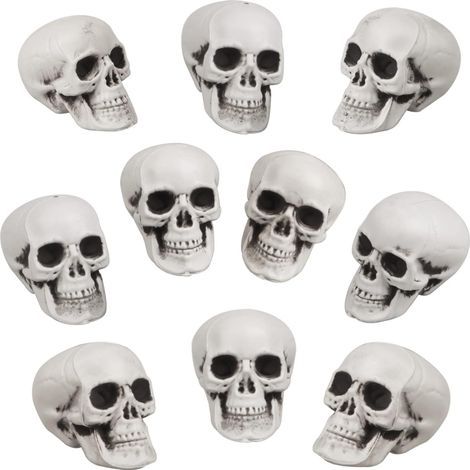 10 Pièces Crânes d'Halloween Réaliste à la recherche de petits crânes têtes effrayant Halloween squelette humain crâne en plastique tête de crâne pour la table de fête d'Halloween maison décoration